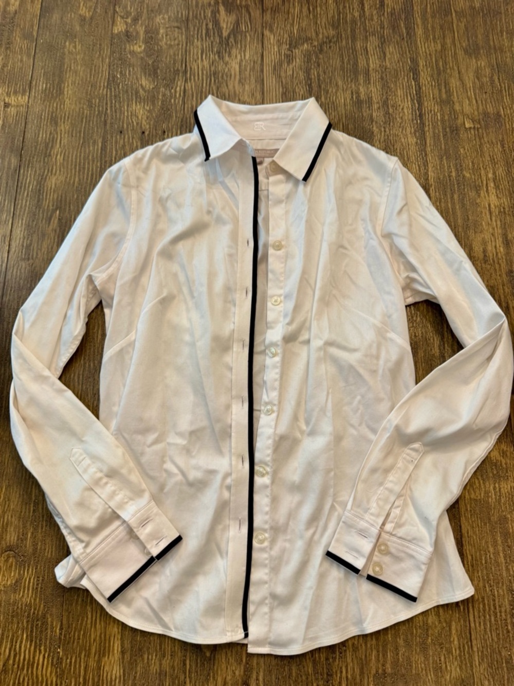 Banana Republic White Button-Up Shirt with Black Trim